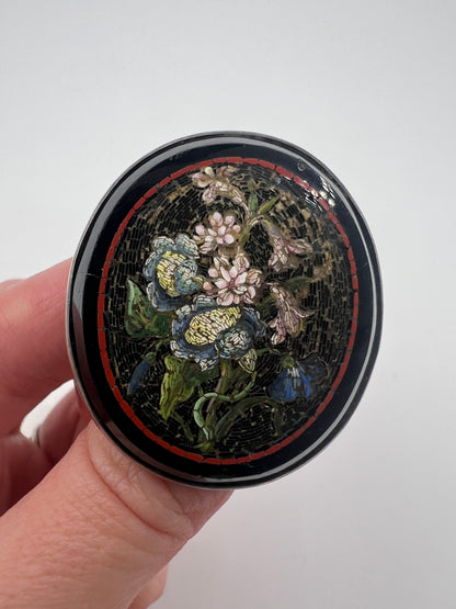 Beautifully Detailed Italian Micro Mosaic Flower Grand Tour Brooch