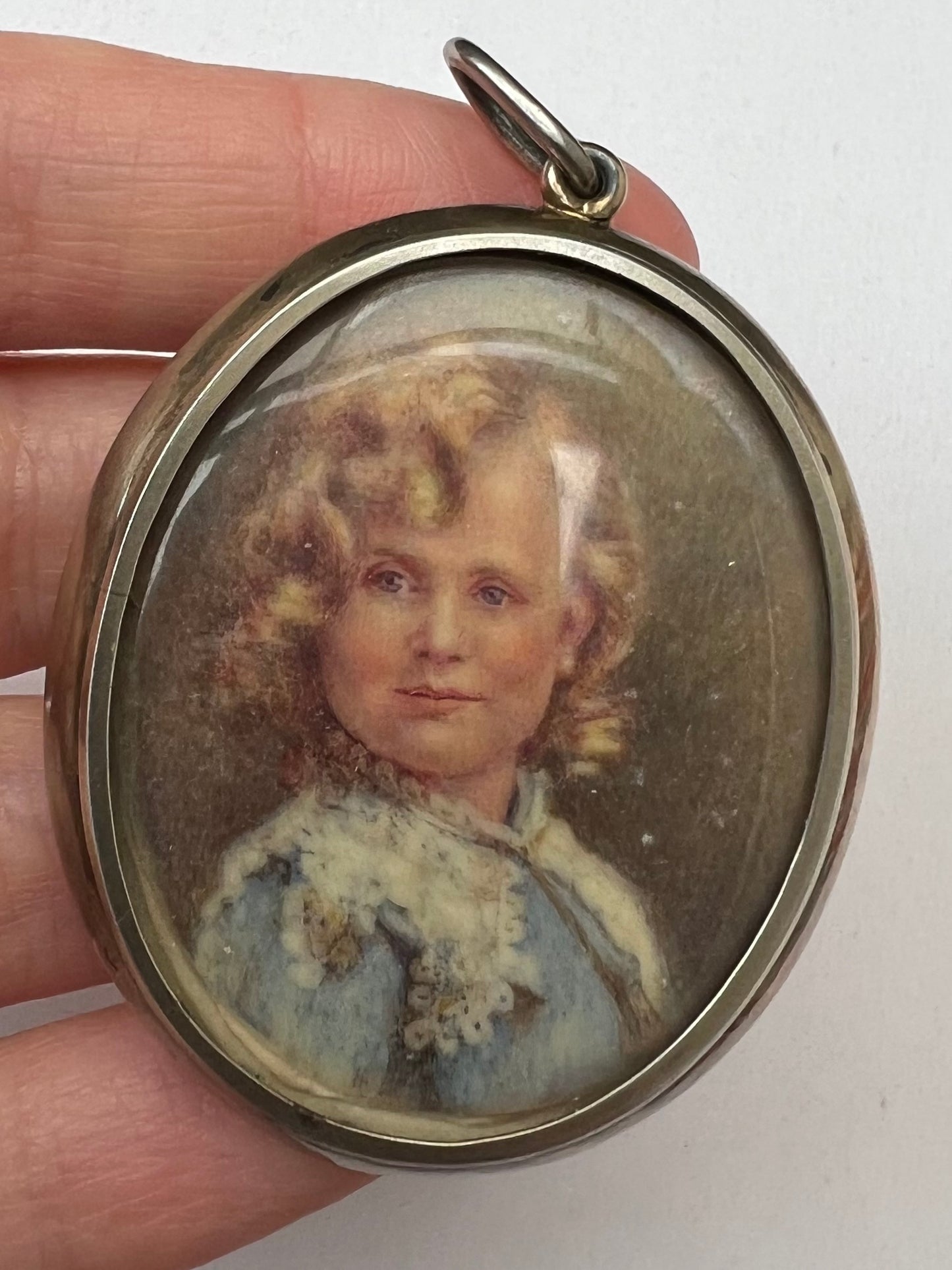 Antique Silver Locket With Pretty Portrait Miniature
