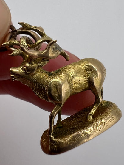 Reindeer Antique Watch Fob Pendant High Carat Gold