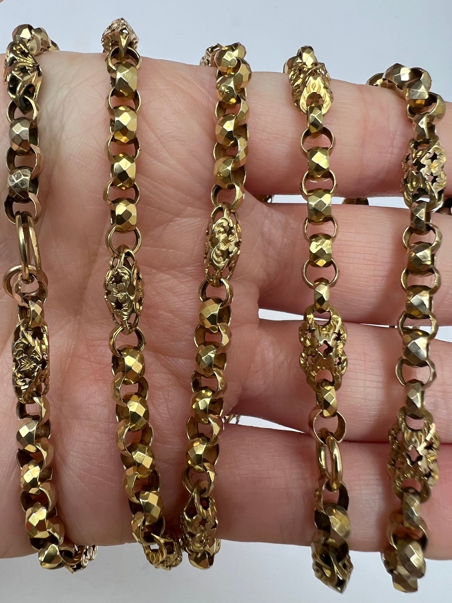 Victorian Fancy Link 9ct Gold Albert Chain Necklace. Reserved, please enquire