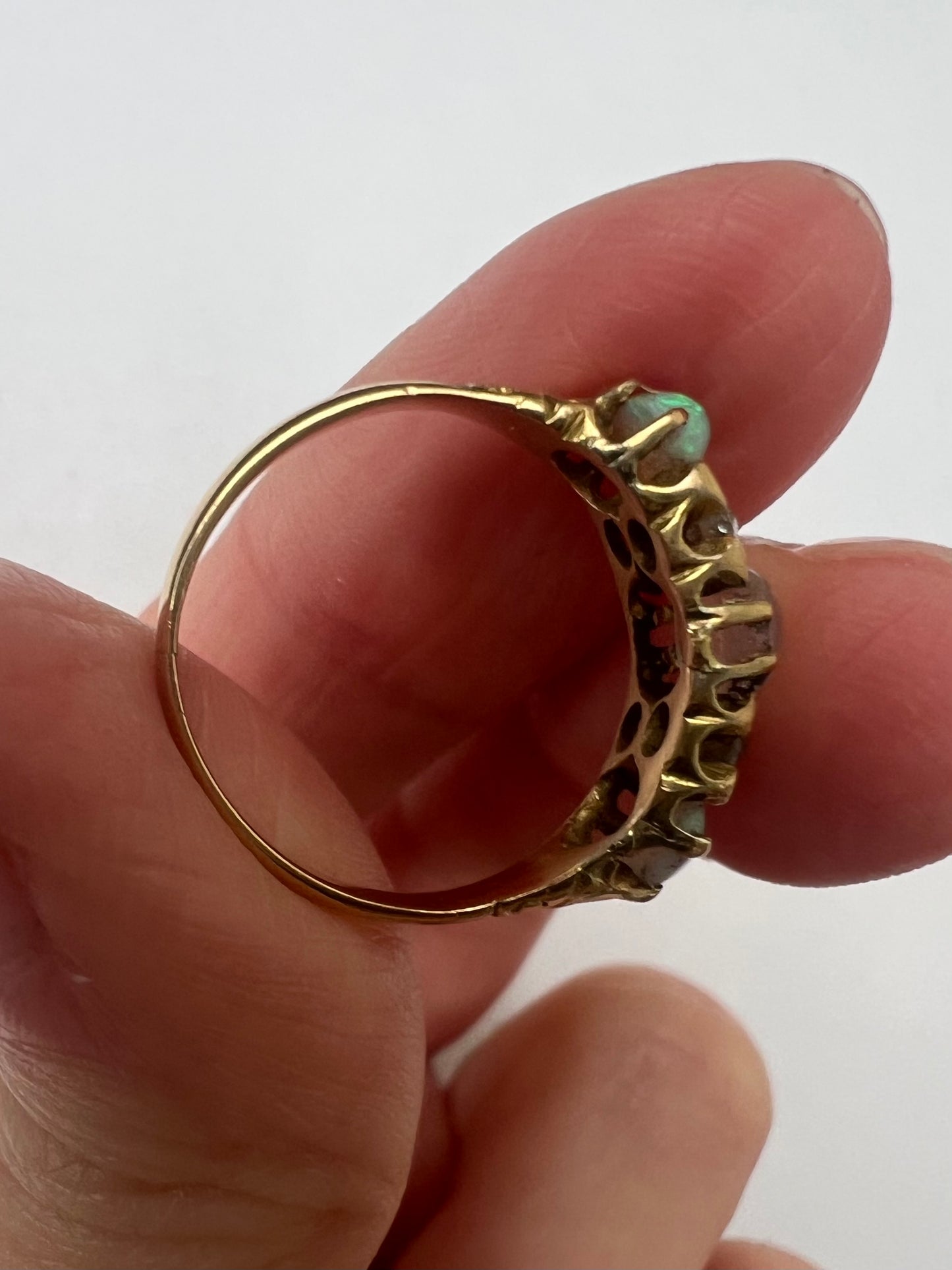 Opal Moonstone Diamond Antique Ring