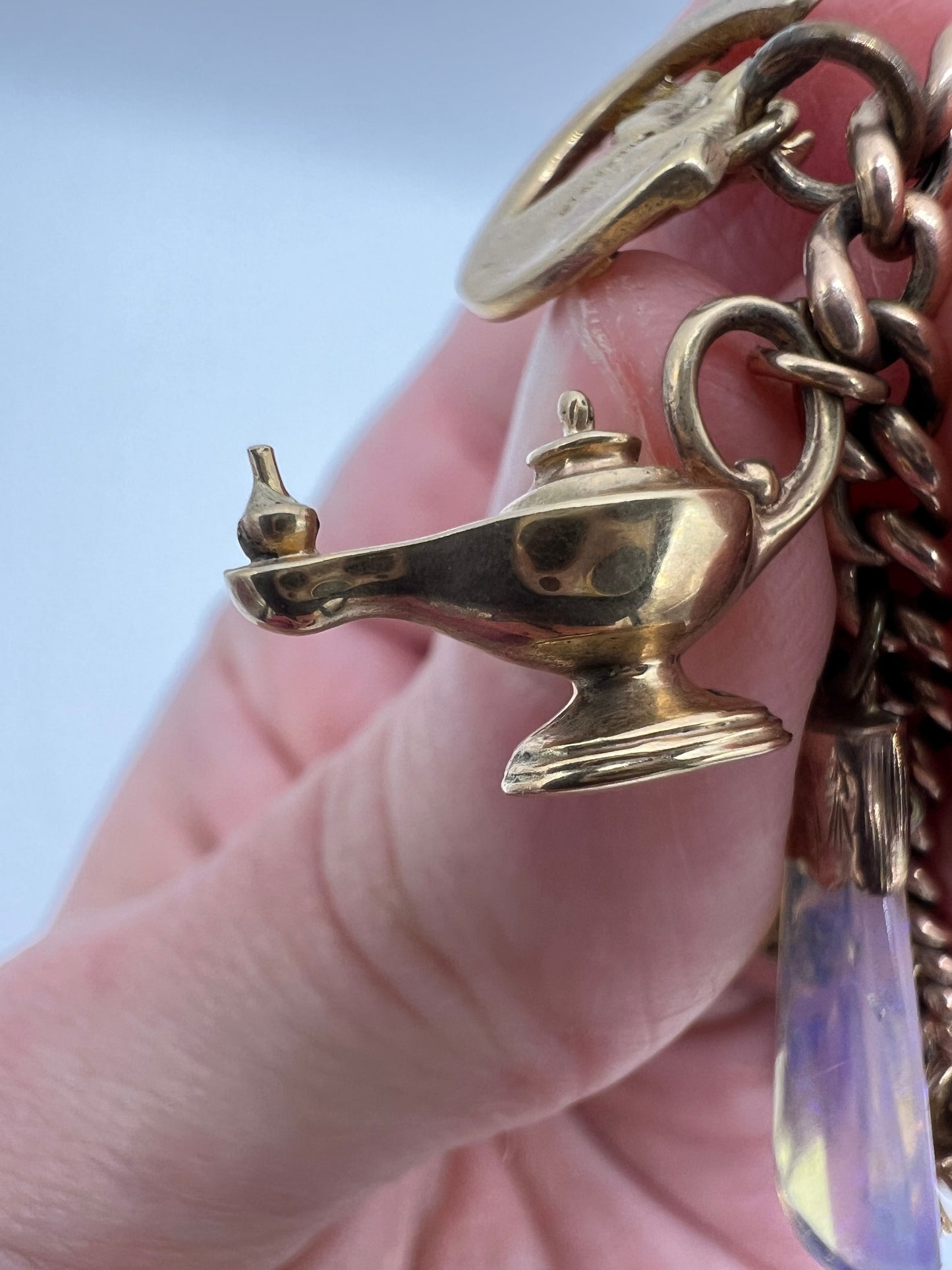 Gold Charm Bracelet With Many Unusual and Rare Charms