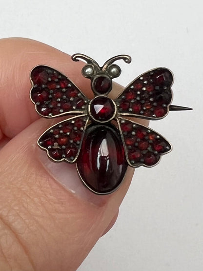 Georgian Garnet Butterfly Brooch Pin