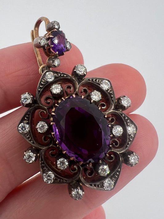 Belle Epoque Amethyst Diamond Pendant