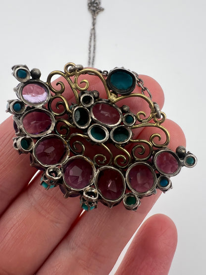 Dorrie Nossiter Arts & Crafts Amethyst Turquoise Pendant