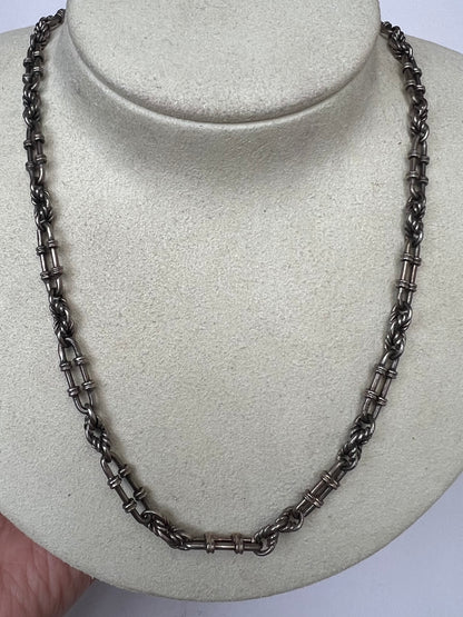 Victorian Fancy Trombone Fetter Link Silver Collar Choker Chain