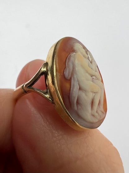 Unusual Antique Cameo Gold Pinky Ring
