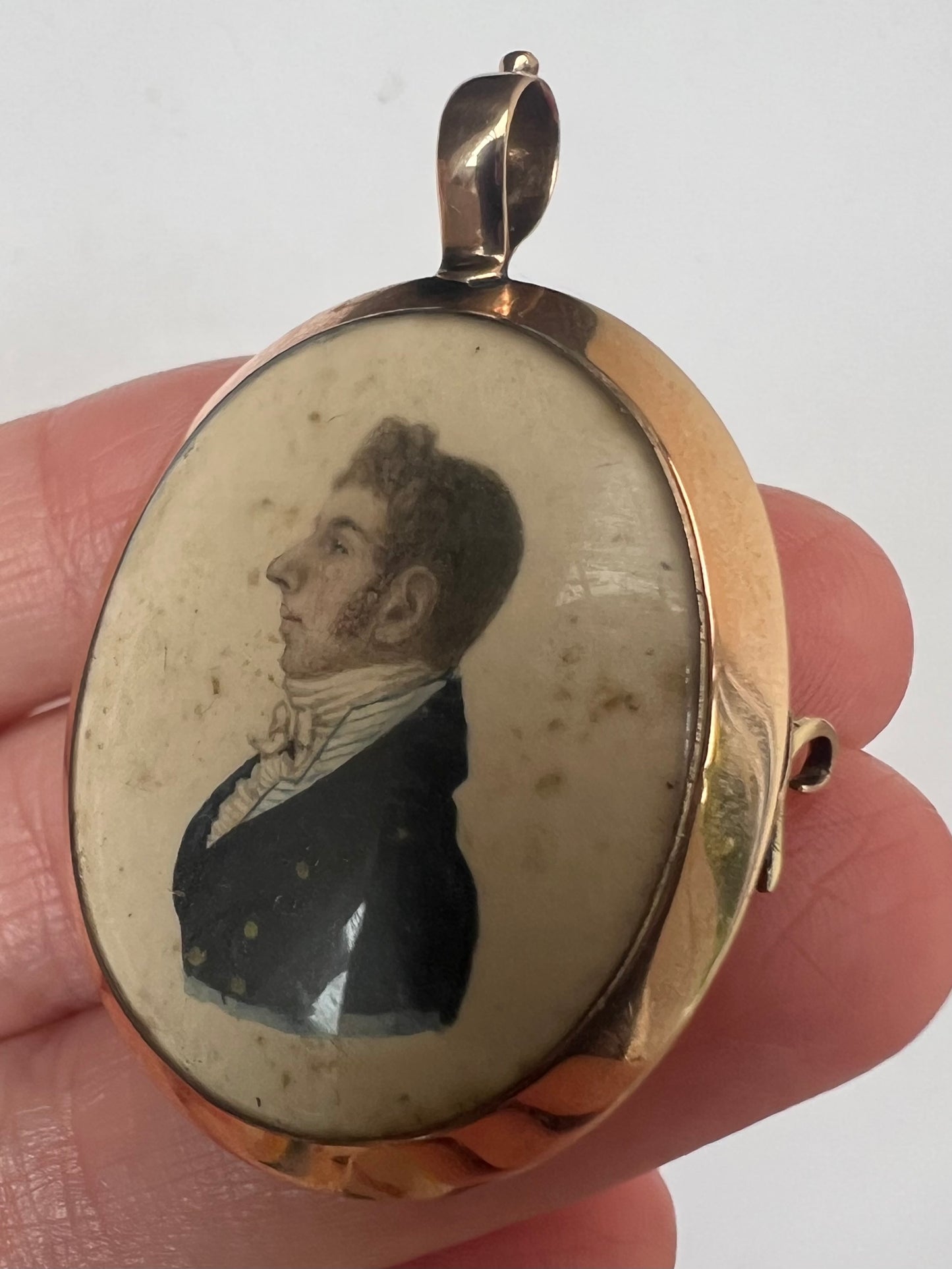 Regency Portrait Georgian Rose Gold Locket Pendant