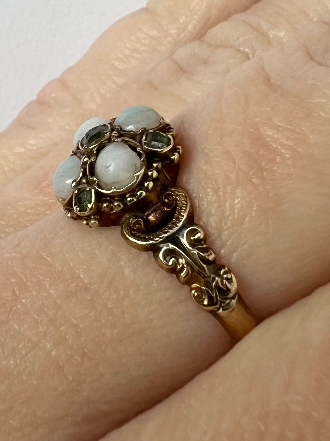 1863 15ct Gold Opal Quatrefoil Ring
