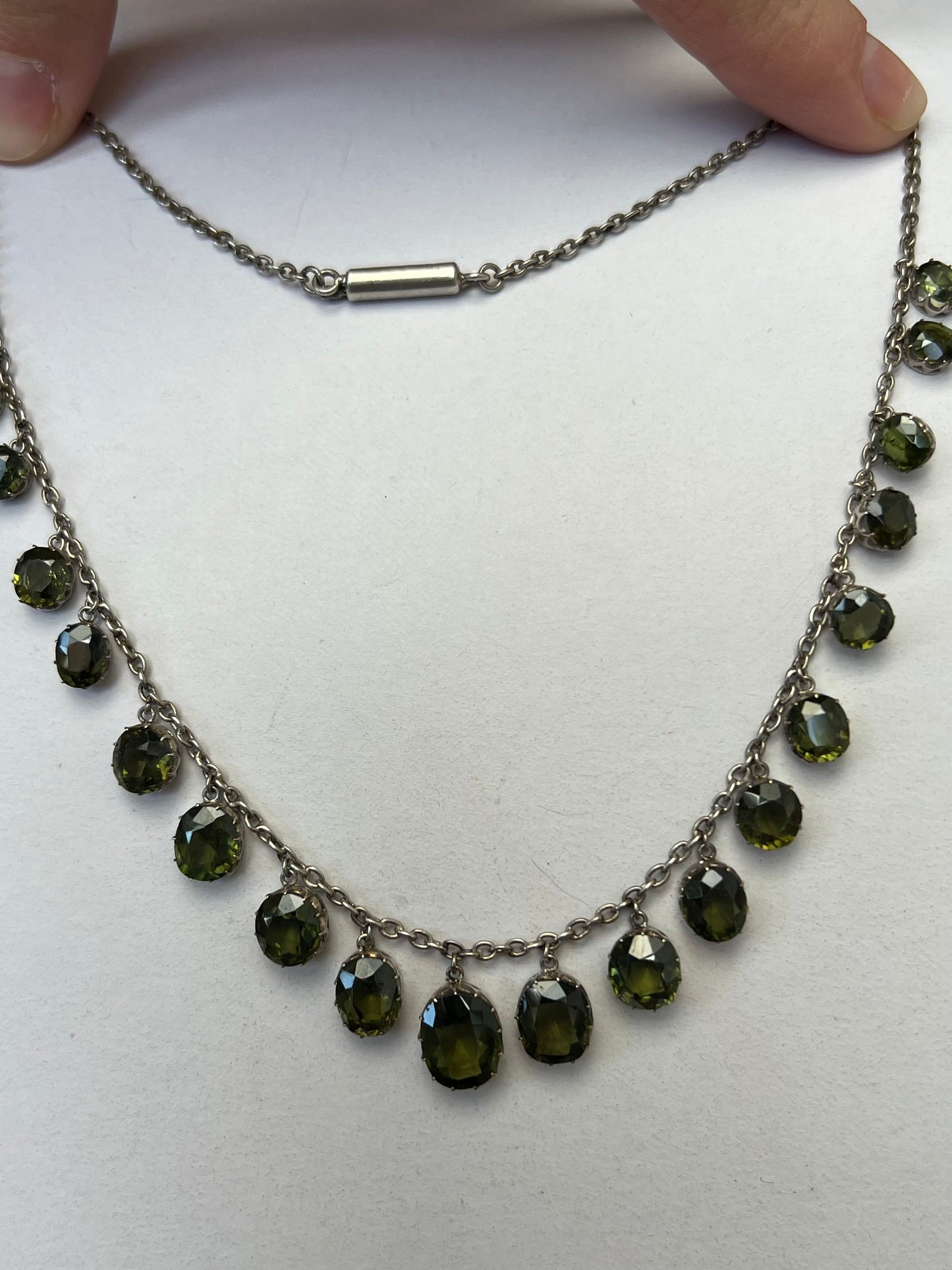 Natural Green Zircon Edwardian Fringe Necklace - As Old As The Earth Itself