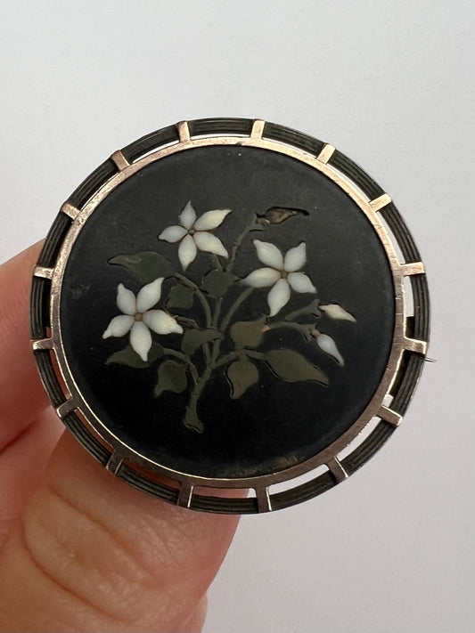 Italian Grand Tour Pietra Dura Lilly Of The Valley Brooch