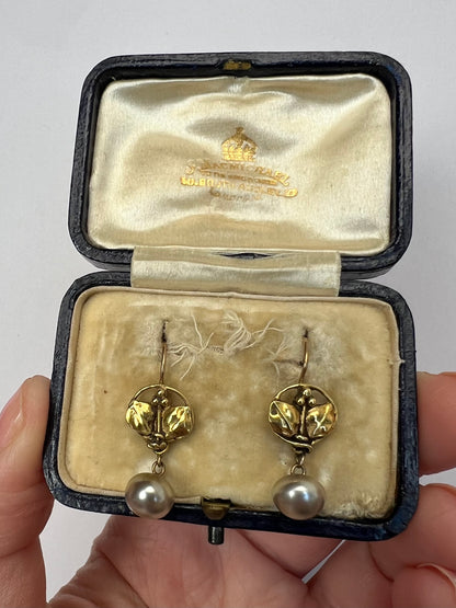 Rare Arts & Crafts Pearl Drop Earrings - Reserved, please enquire