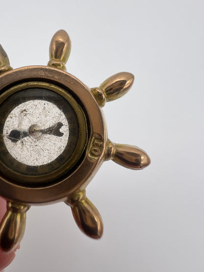 American Ships Wheel Antique Compass Fob in Rose Gold