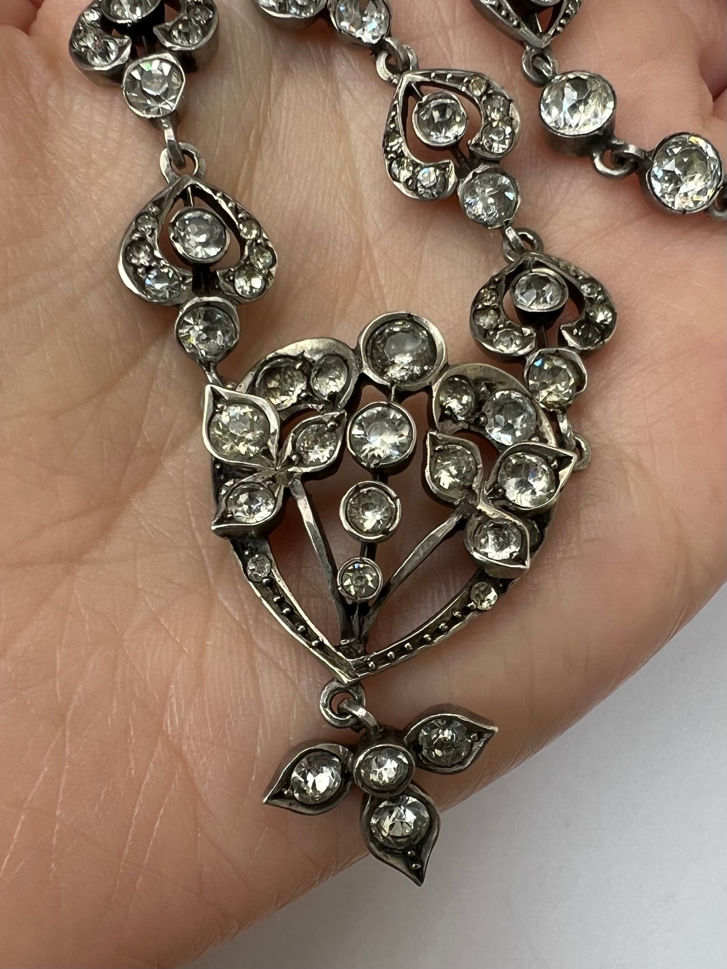 French Antique Silver Paste Necklace