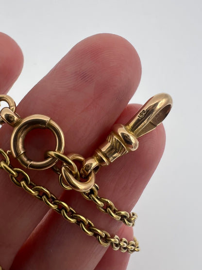Please ask for price - 59" 15ct Solid Gold Antique Long Muff Chain