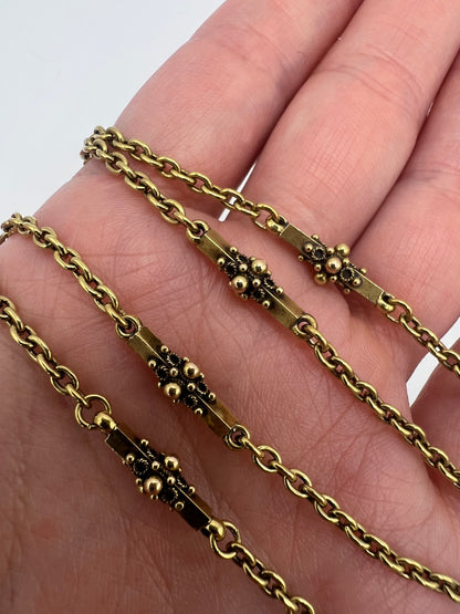 Please ask for price - 59" 15ct Solid Gold Antique Long Muff Chain