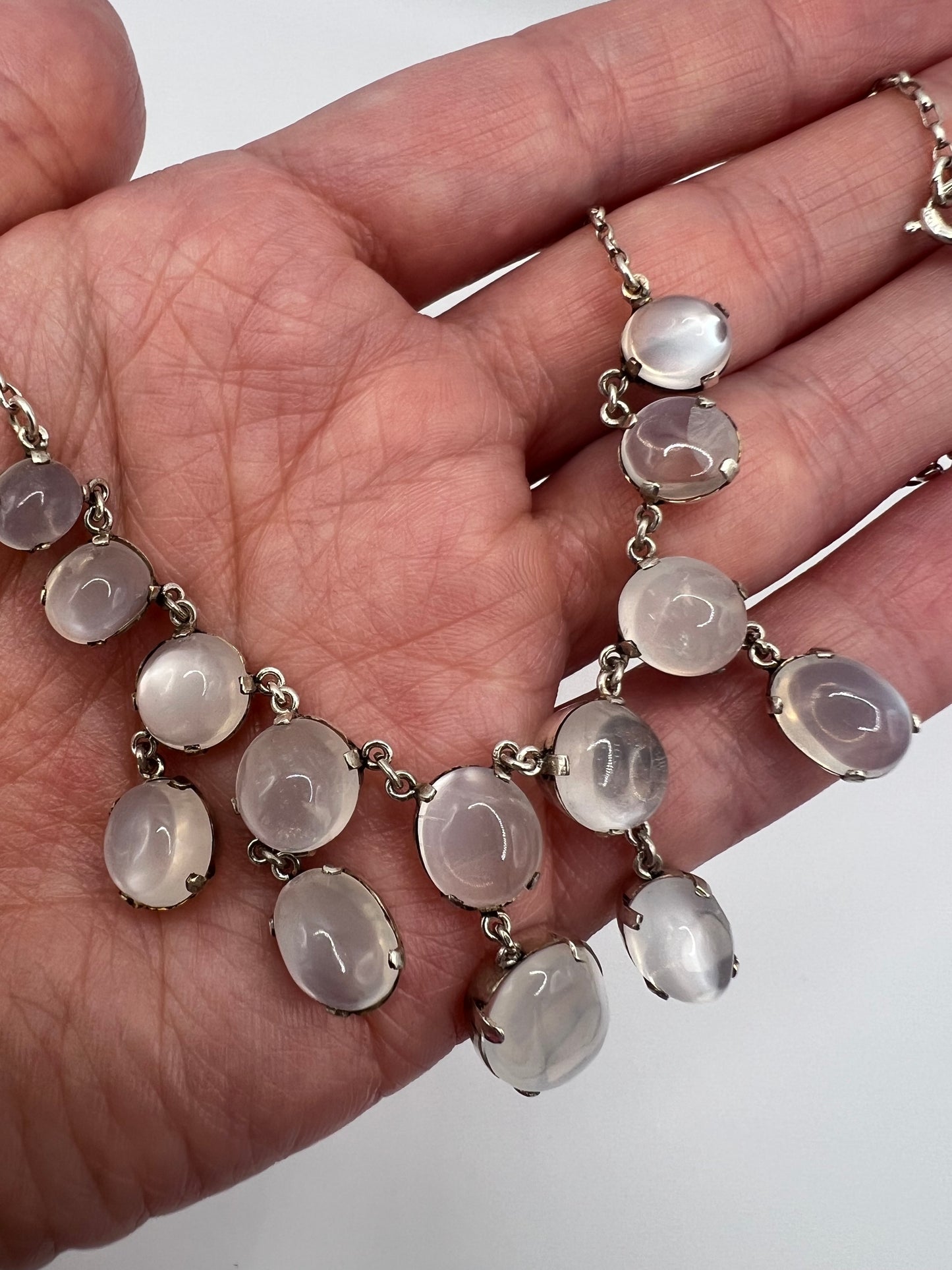 Silver Moonstone Festoon Wedding Necklace