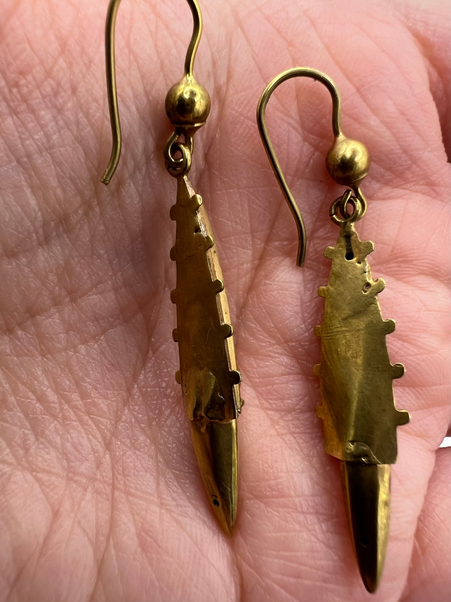 Etruscan Revival 15ct Gold Victorian Earrings