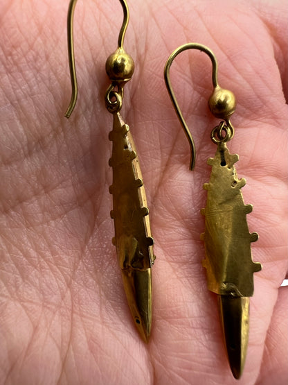 Etruscan Revival 15ct Gold Victorian Earrings