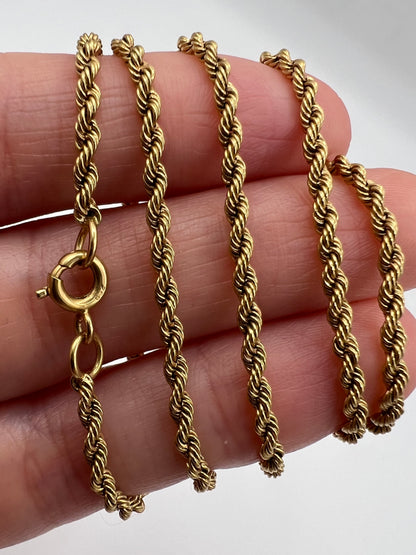 Solid 18ct Gold Rope Twist 16.5" Chain 13.36g