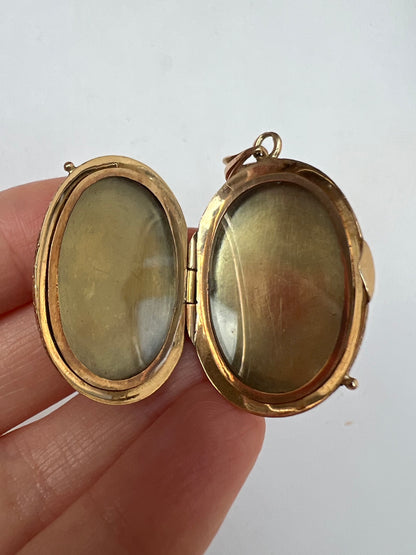 Swiss Gold & Enamel Flowers Night and Day Antique Locket