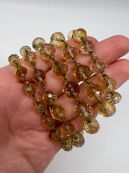 Long String of 1920s Art Deco Citrine Faceted Beads