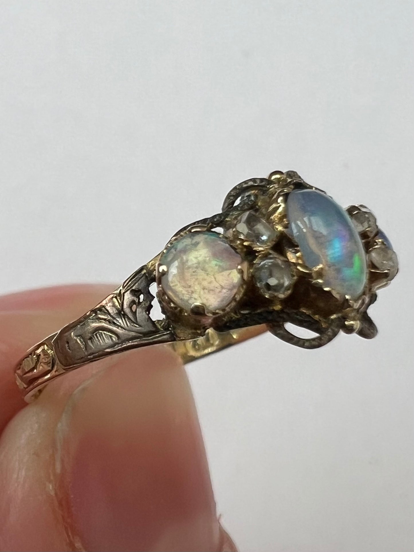 12ct Gold 1791 Opal Diamond Ring...Please read description!