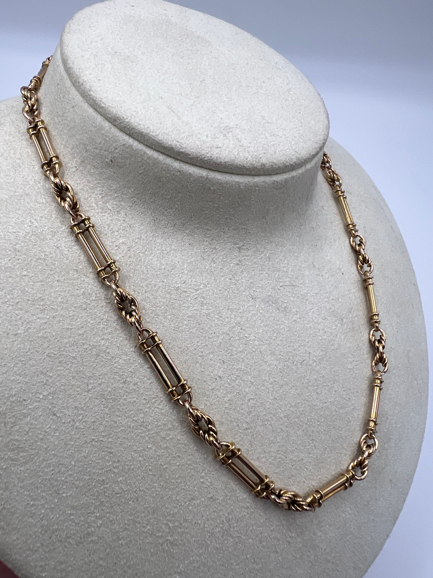 RESERVED - Please Enquire For Price - Fancy Trombone Fetter Link Albert Chain Necklace