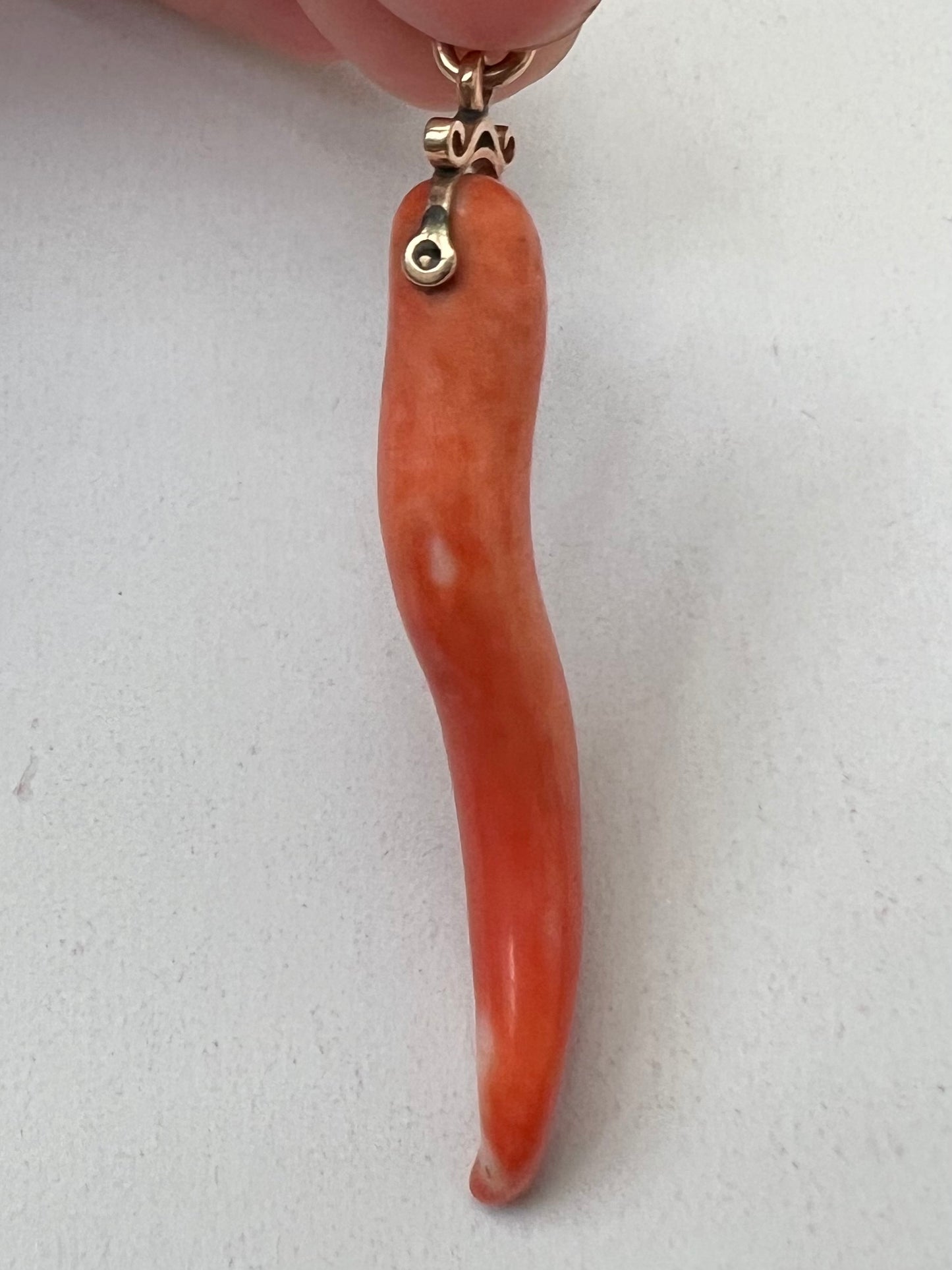 To Ward Off Evil Spirits - Coral Cornicello Talisman Gold Charm Pendant