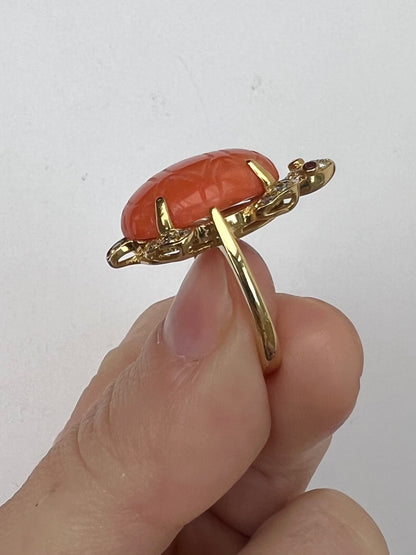 Turtle Ring in 18ct Gold, Diamond and Ruby Eyes