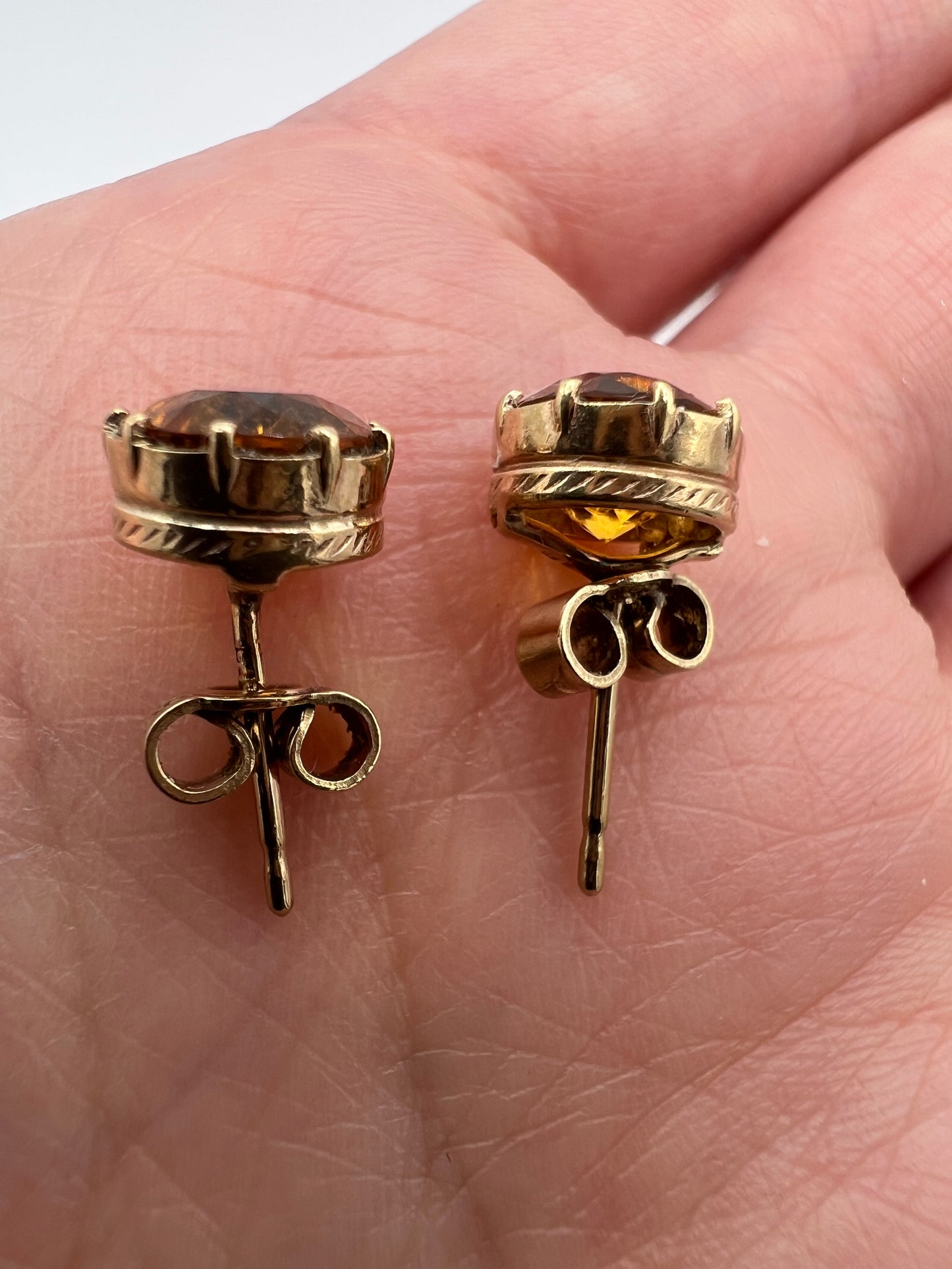 Scottish Cairngorm Gold Citrine Stud Earrings