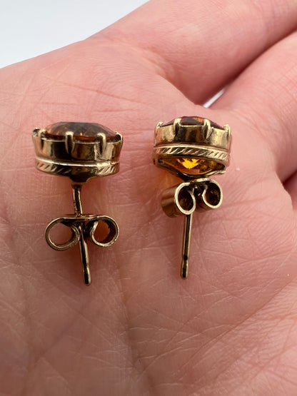 Scottish Cairngorm Gold Citrine Stud Earrings