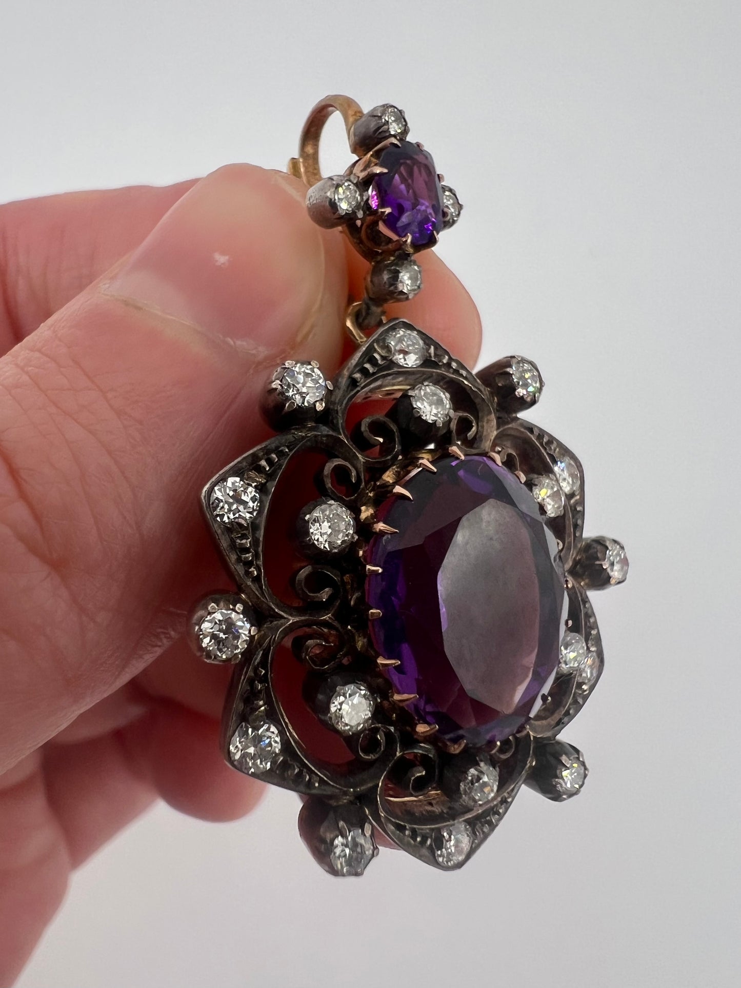 Belle Epoque Amethyst Diamond Pendant