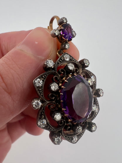 Belle Epoque Amethyst Diamond Pendant