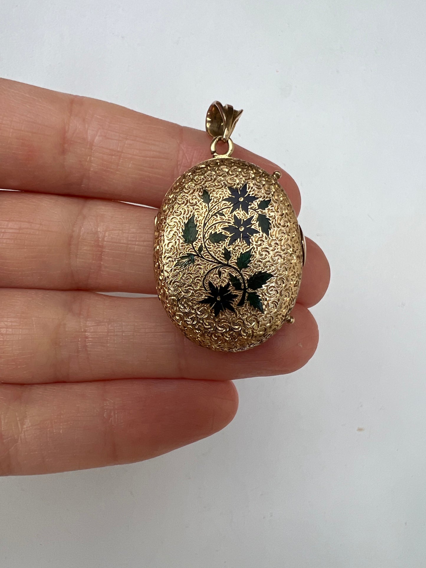 Swiss Gold & Enamel Flowers Night and Day Antique Locket