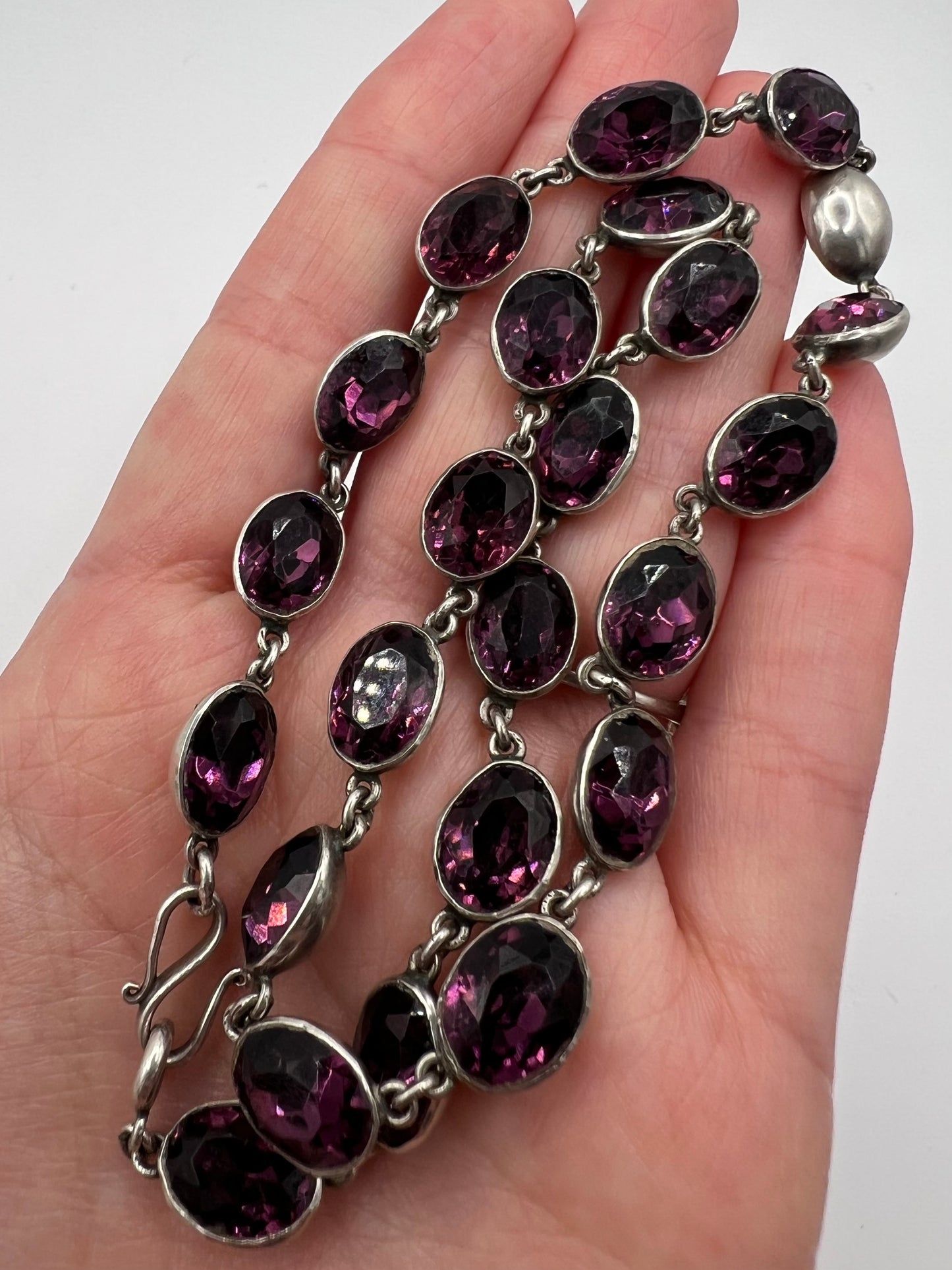 Georgian Paste Amethyst And Silver Riviere Necklace