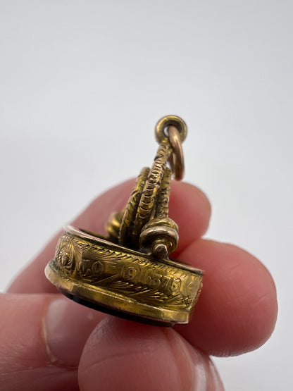 Victorian Bloodstone Hallmarked 9ct Gold Fob Pendant