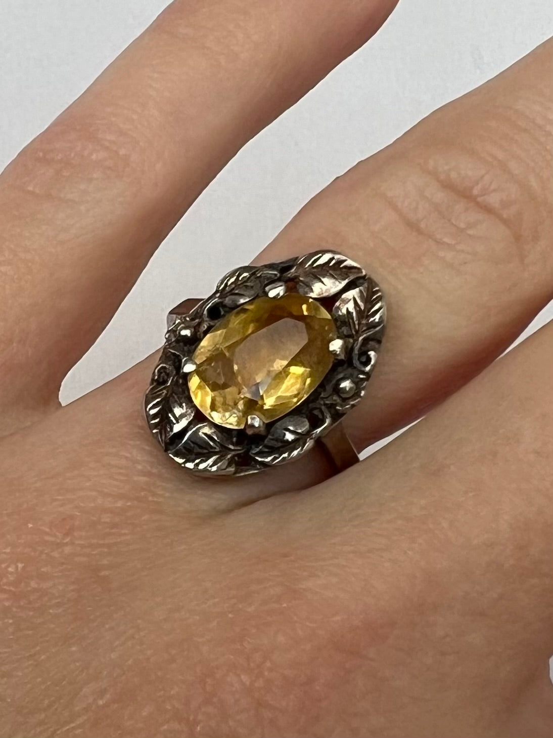Arts & Crafts Citrine Silver Ring