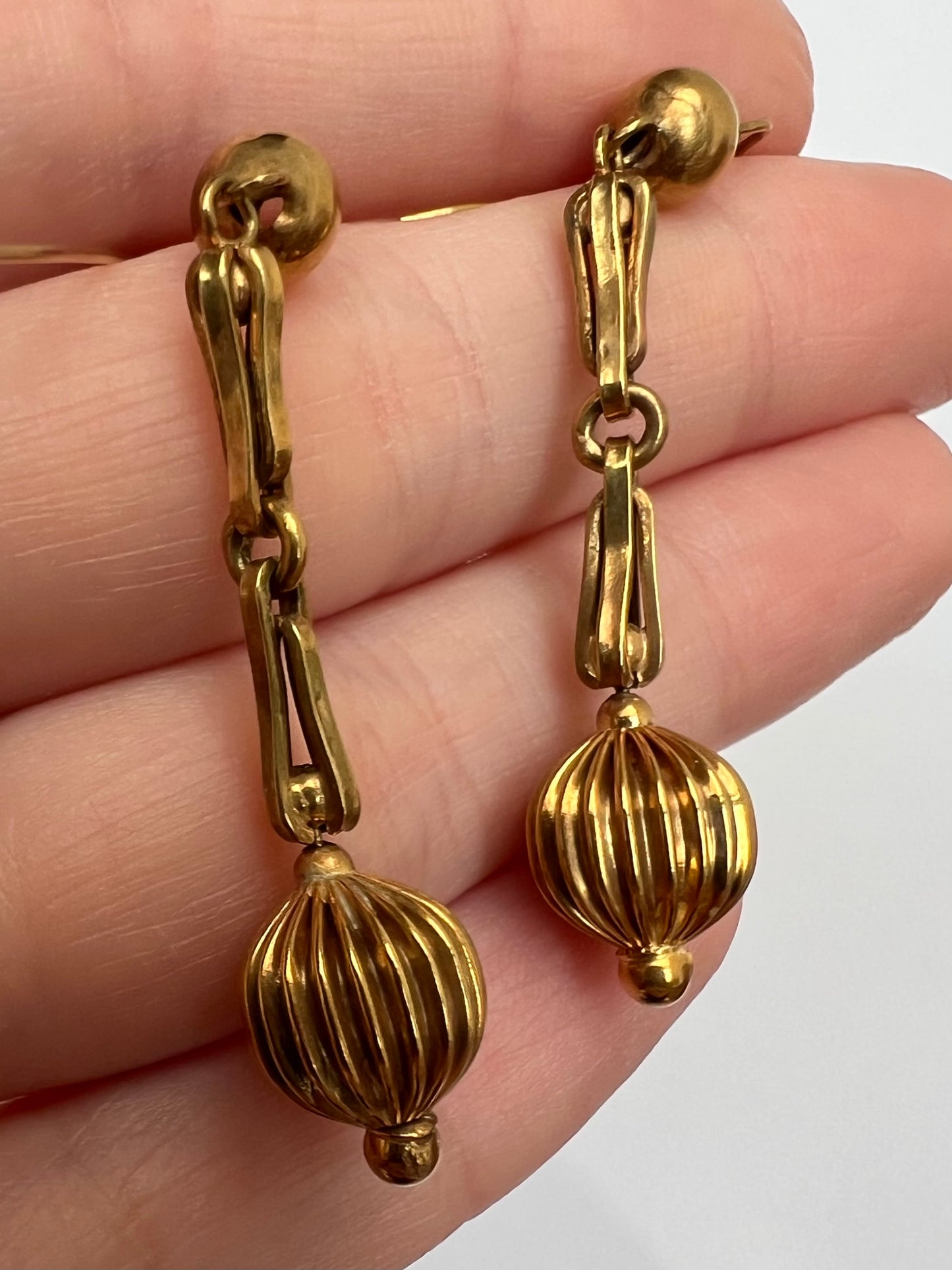 Typically Victorian Gold Ball Drop Dangly Earrings