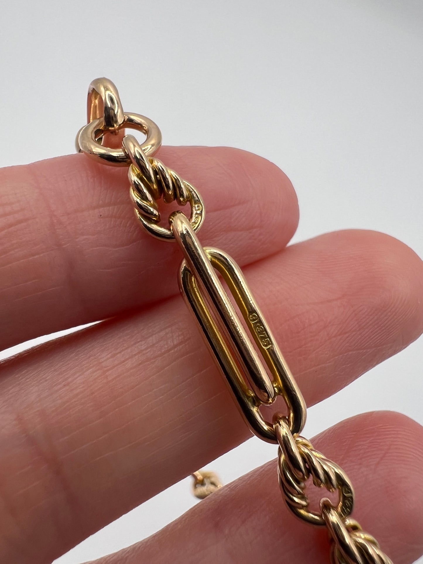 RESERVED - Please enquire for price - 9ct Gold Fancy Link Albert Bracelet With Dog Clip