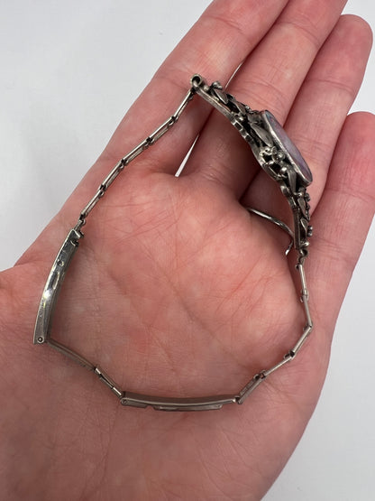 Rhona Wager Arts & Crafts Boulder Opal Silver Bracelet (Replacement steel strap)