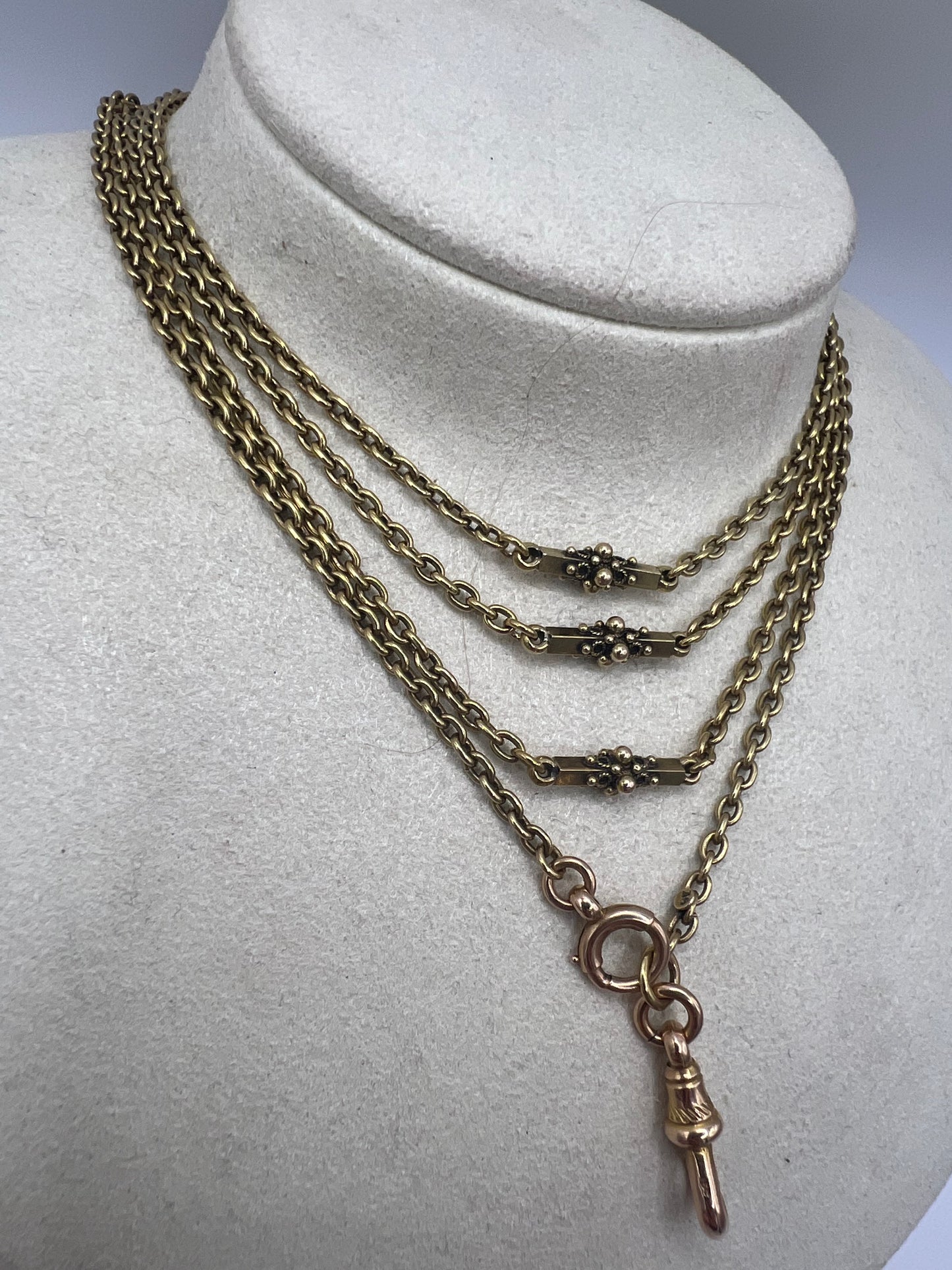 Please ask for price - 59" 15ct Solid Gold Antique Long Muff Chain