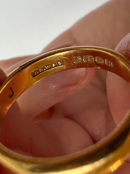 1856 Heavy Antique 22ct Gold Wedding Band Ring Size 7.5 / P