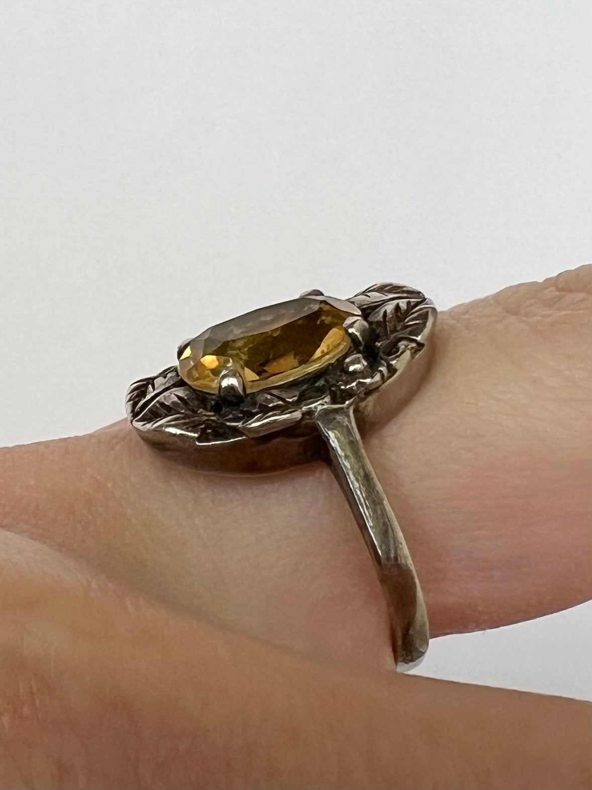 Arts & Crafts Citrine Silver Ring