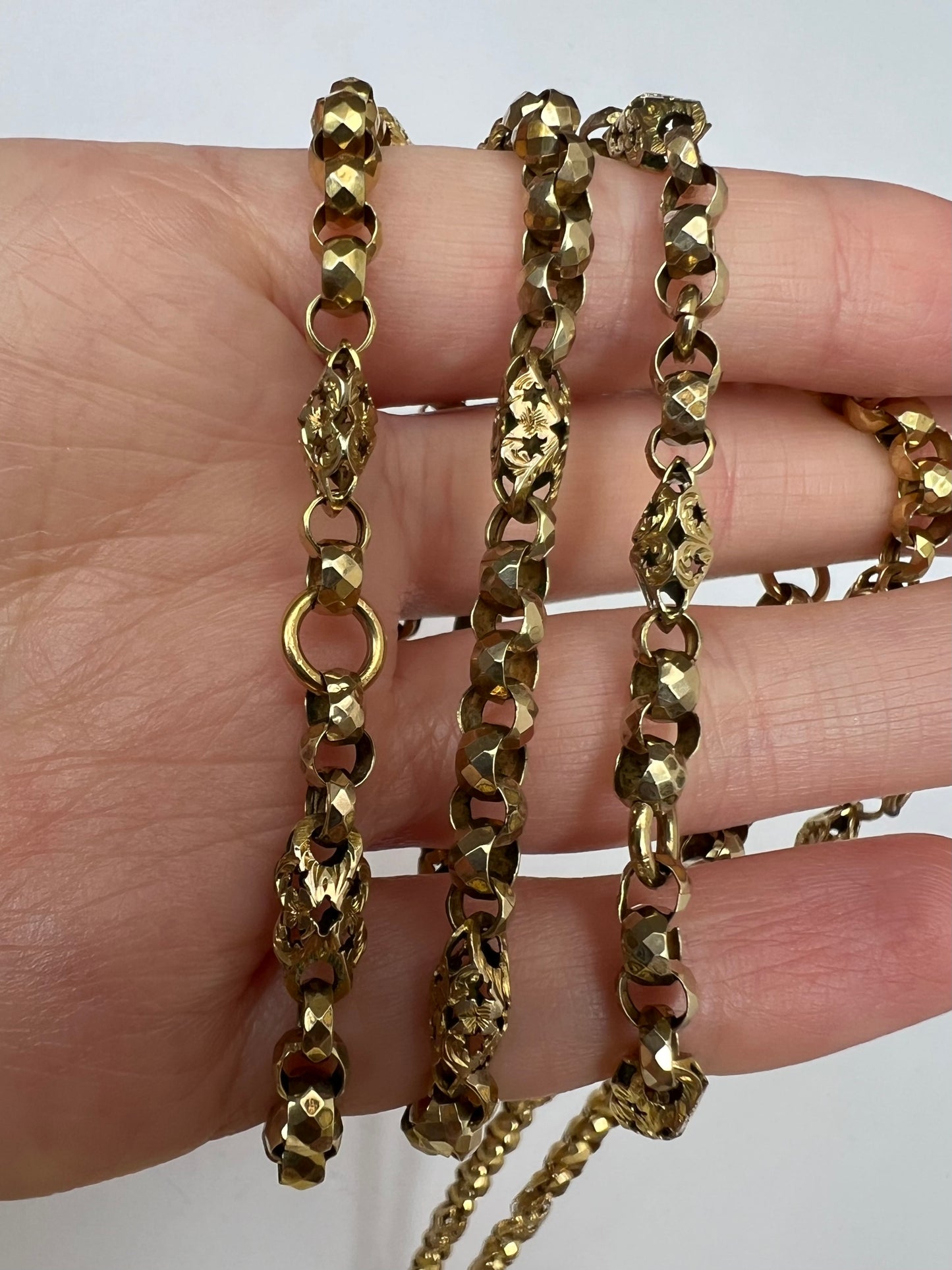 Victorian Fancy Link 9ct Gold Albert Chain Necklace. Reserved, please enquire