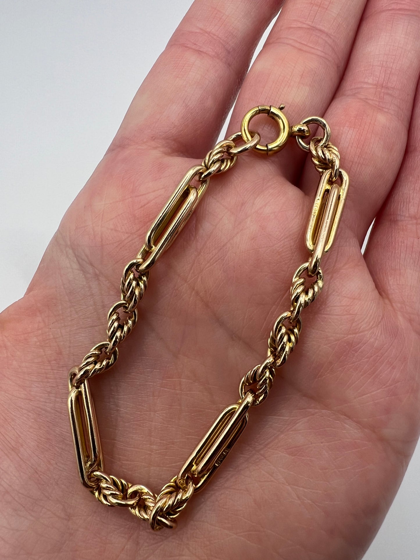 RESERVED - Please Contact for Price - Antique 9ct Gold Albert Fancy Link Bracelet