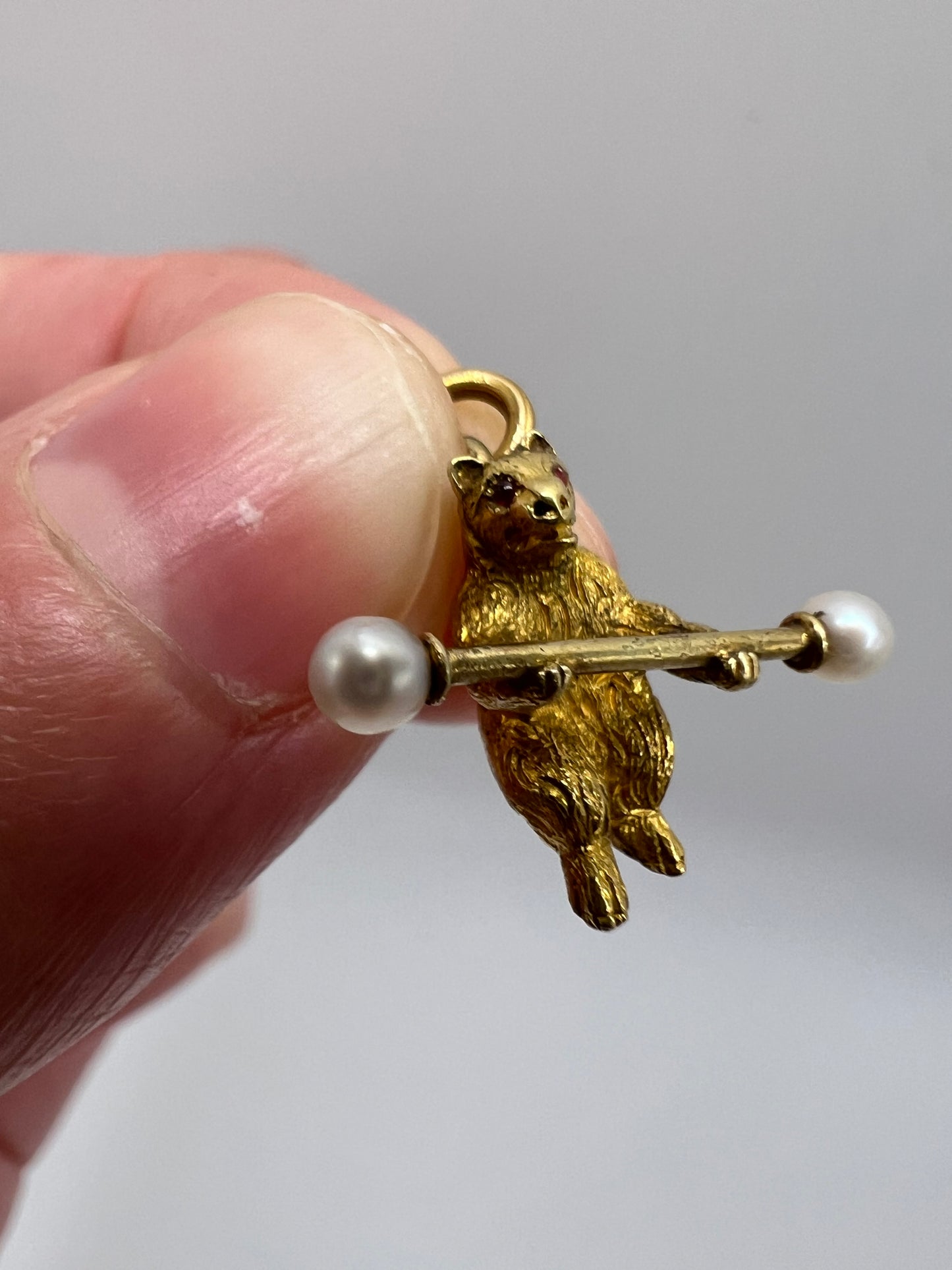 Super Bear! 15ct Gold Weightlifting Bear Pendant or Charm