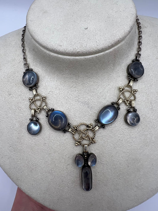 RESERVED Please enquire - Artificer's Guild Silver Moonstone Arts & Crafts Necklace