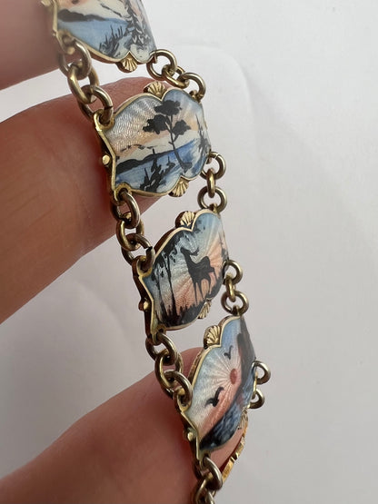 Aksel Holmsen Mid Century Norwegian Enamel Scandinavian Bracelet