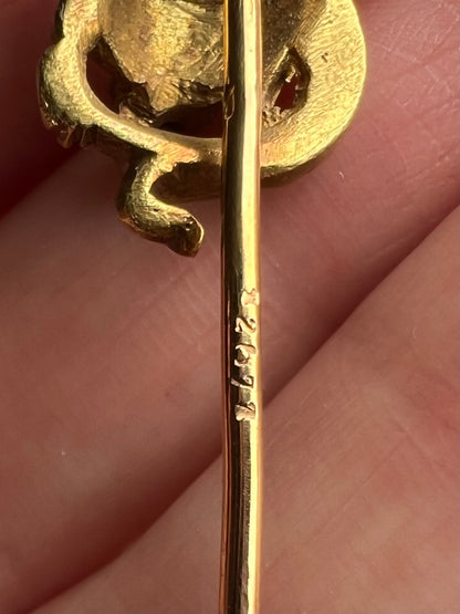 French Art Nouveau Gold Diamond Chimera Dragon Stick Pin 18ct Gold